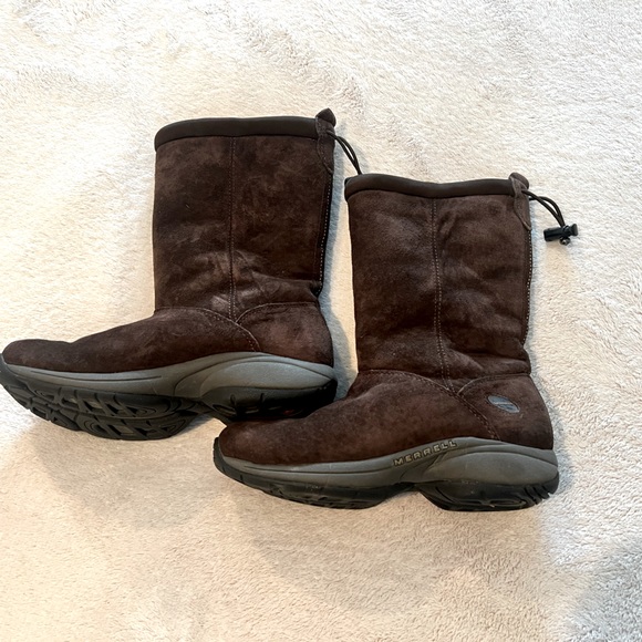 Merrell brown suede pull-on winter snow boots size 6 - Picture 1 of 3